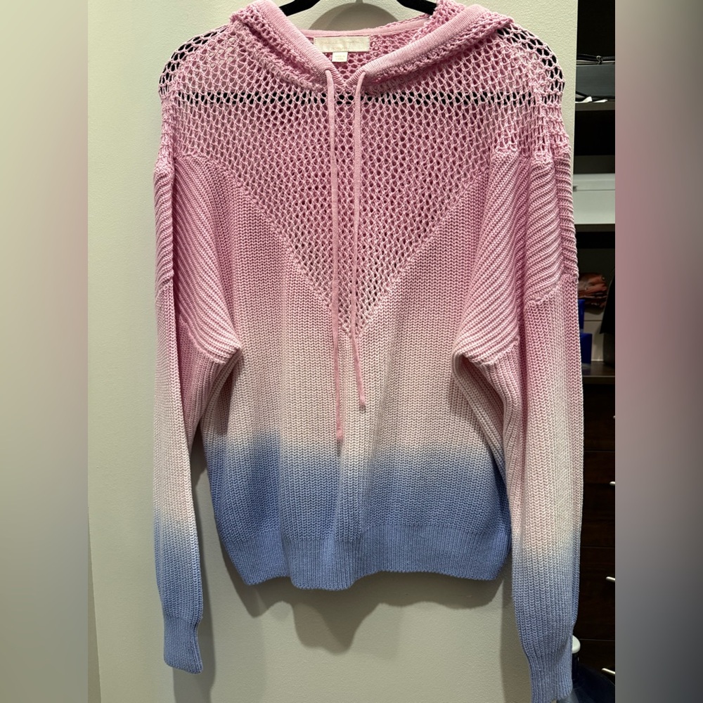 Spiritual Gangster Pink and Blue Gradient Cowl Neck Sweater